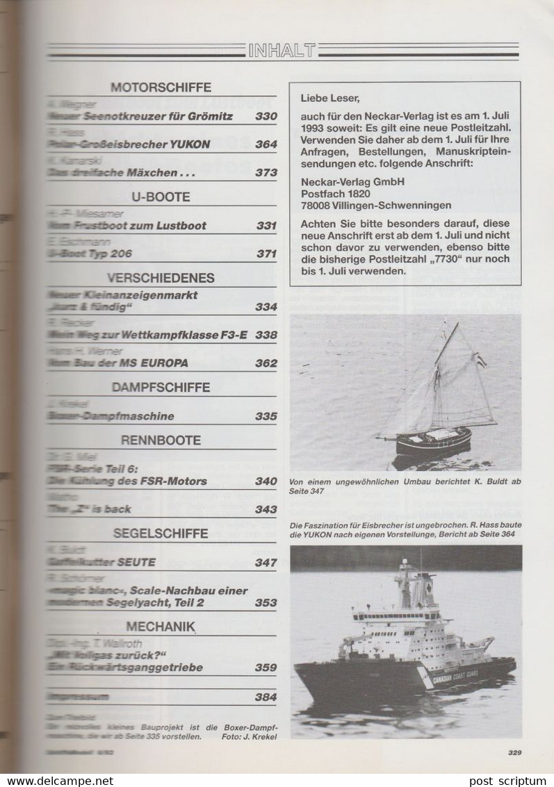 Revue - Schiff - Schiffs Modell  Juni 1993 - Boxer Dampfmaschine - Automobile & Transport