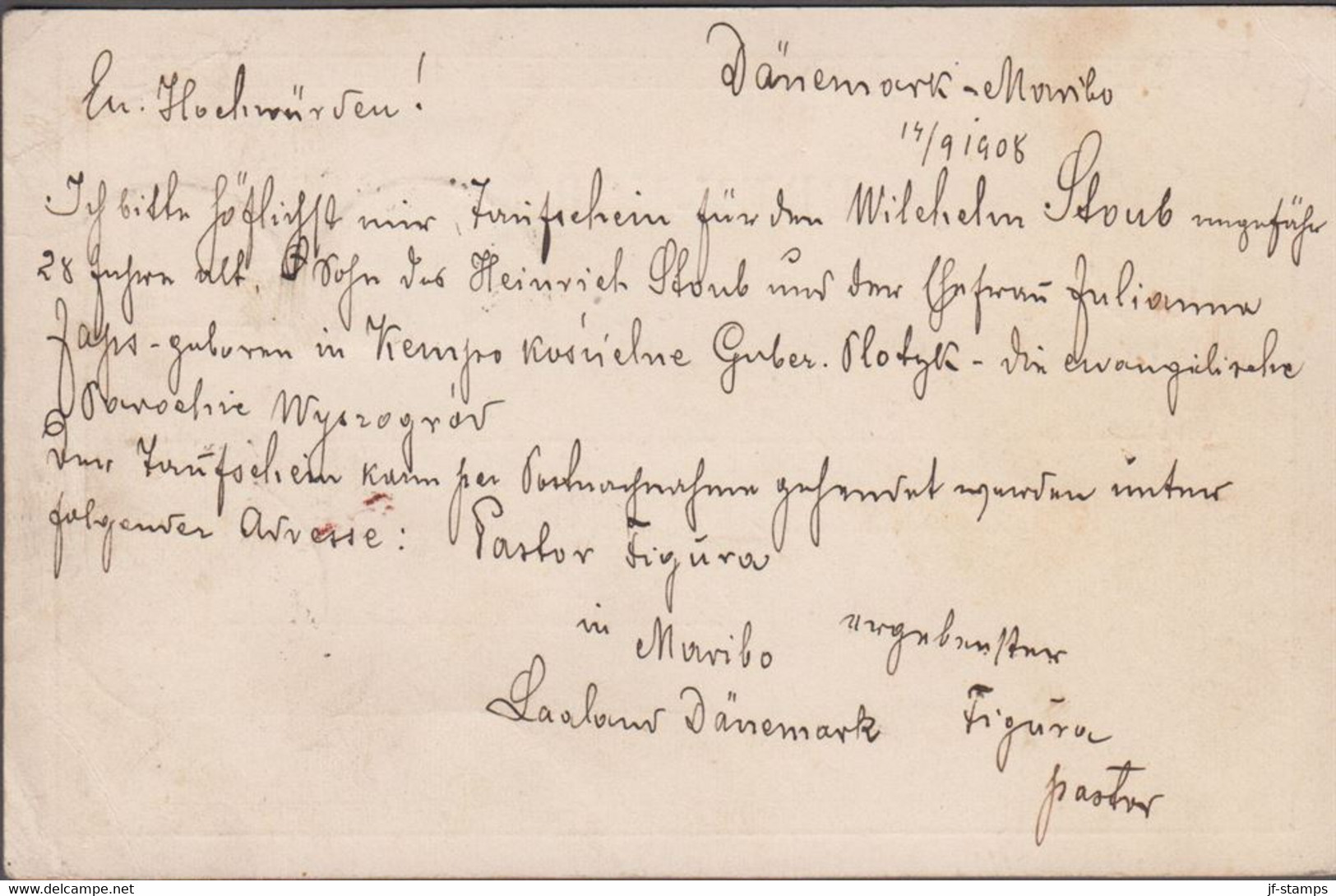 1908. DANMARK. BREVKORT 5 ØRE Frederik VIII + 5 øre Stamp Cancelled In MARIBO 14.9.08... () - JF424619 - Lettres & Documents