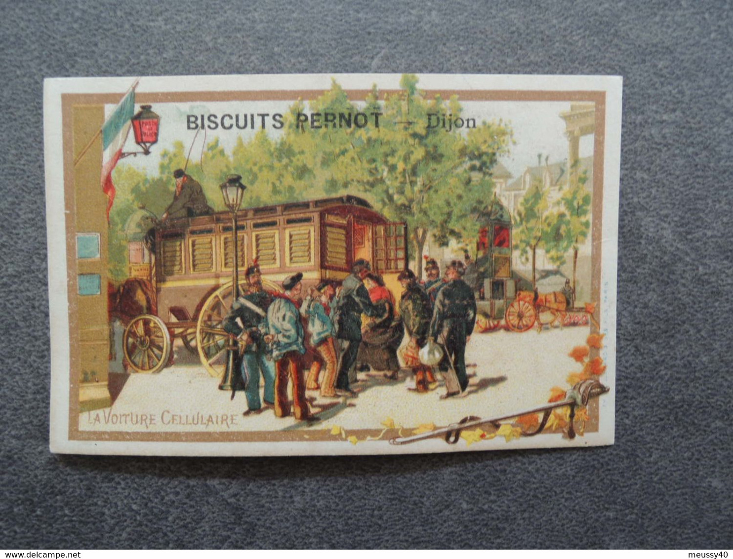 CHROMO  Lith. Vieillemard.  Biscuits PERNOT.    Moyens De Transport.  La Voiture Cellulaire. - Otros & Sin Clasificación