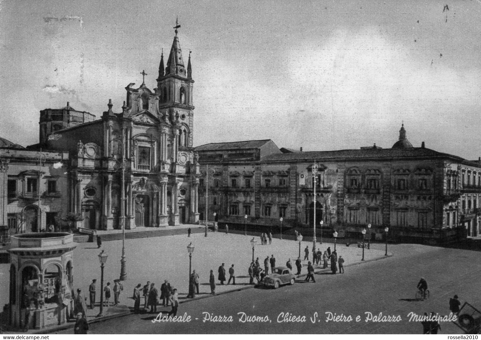 Cartolina ITALIA ACIREALE PIAZZA DUOMO CHIESA S.PIETRO MUNICIPIO 1955 ITALY Postcard ITALIEN Ansichtskarte Carte Postale - Acireale