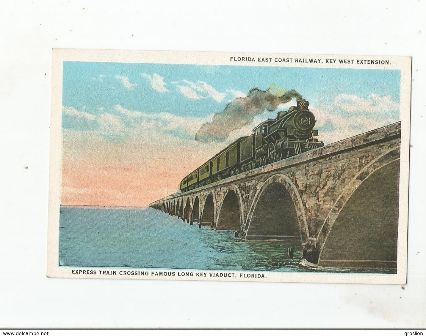 FLORIDA EAST COAST RAILWAY KEY WEST EXTENSION EXPRESS TRAIN CROSSING FAMOUS LONG KEY VIADUCT FLORIDA 21397 - Key West & The Keys