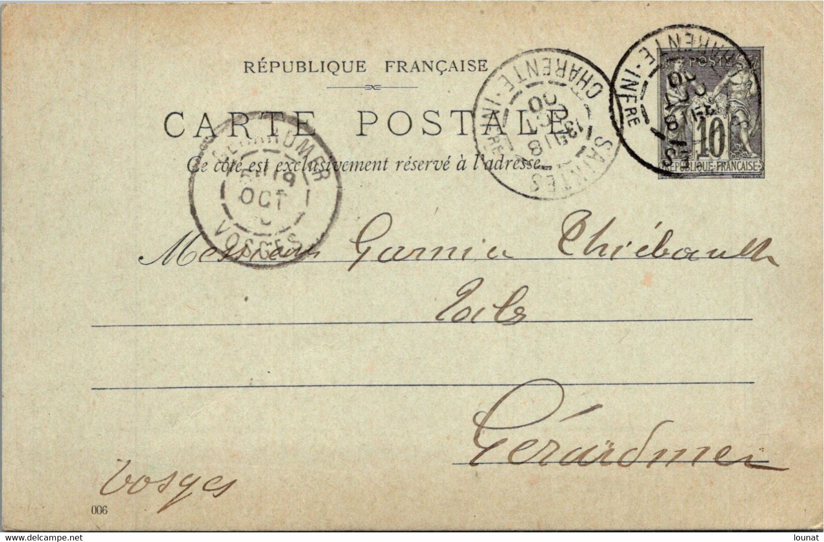 17 SAINTES - Emile Guerry  - Entiers Postaux Année 1900 - Saintes