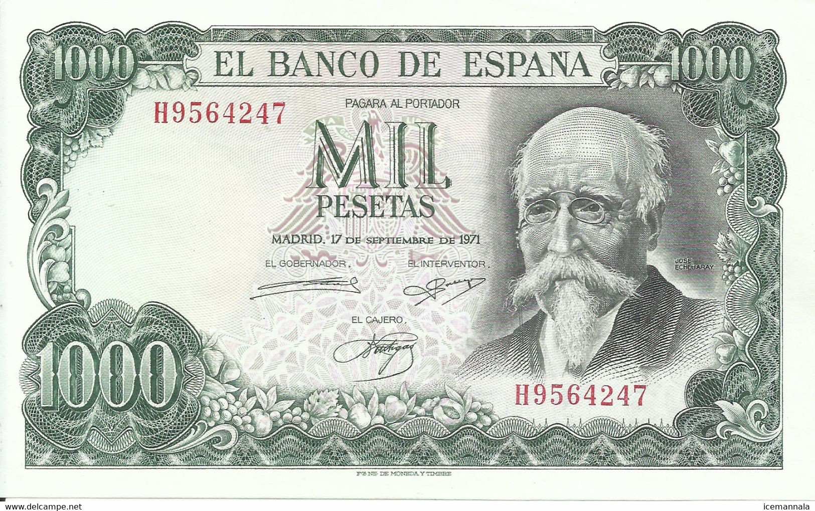 BILLETE 1000 PESETAS, EMISION  17/9/1971   (SIN CIRCULAR) - 1000 Peseten