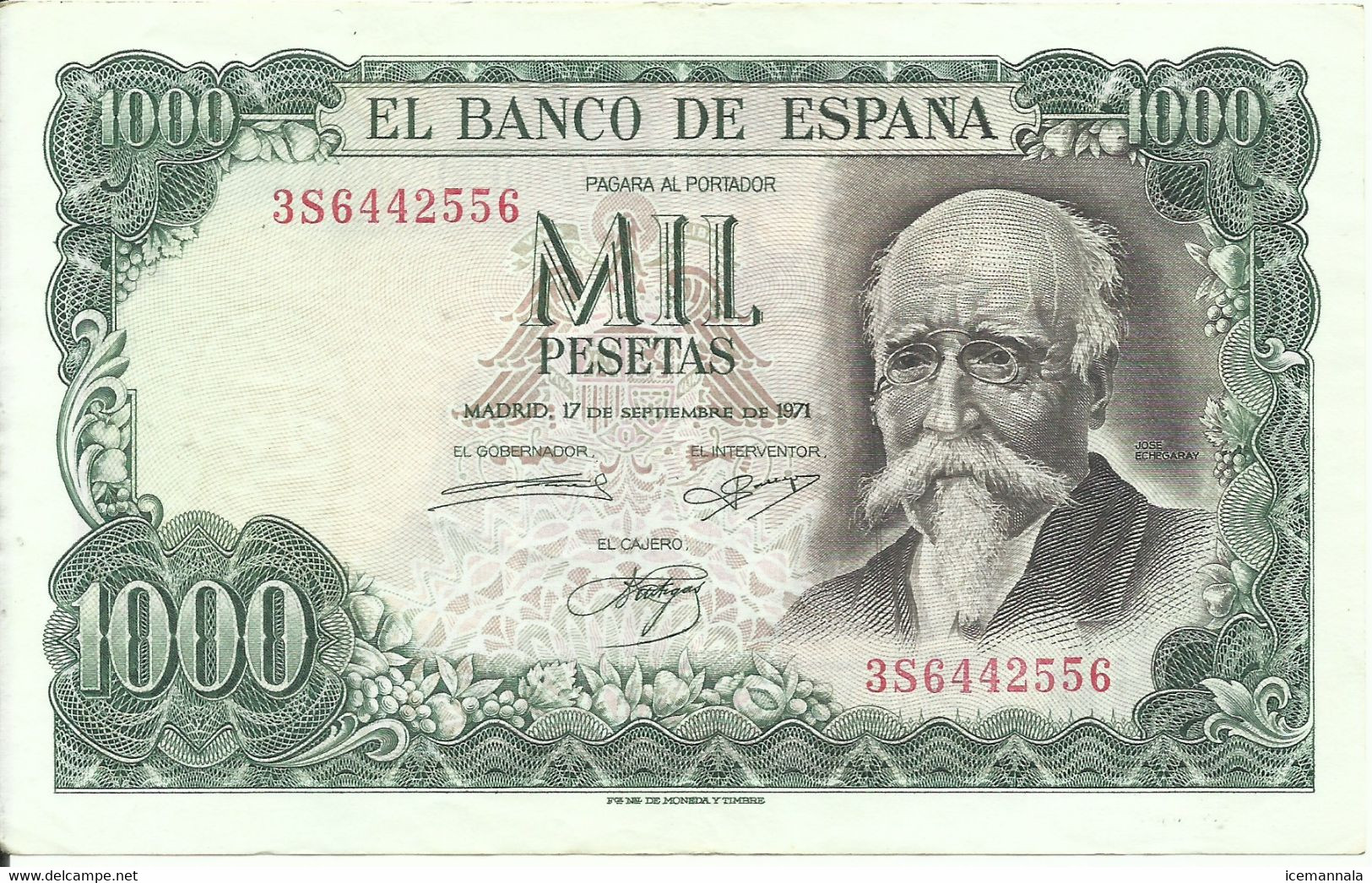 BILLETE 1000 PESETAS, EMISION  17/9/1971   (M B C) - 1000 Pesetas