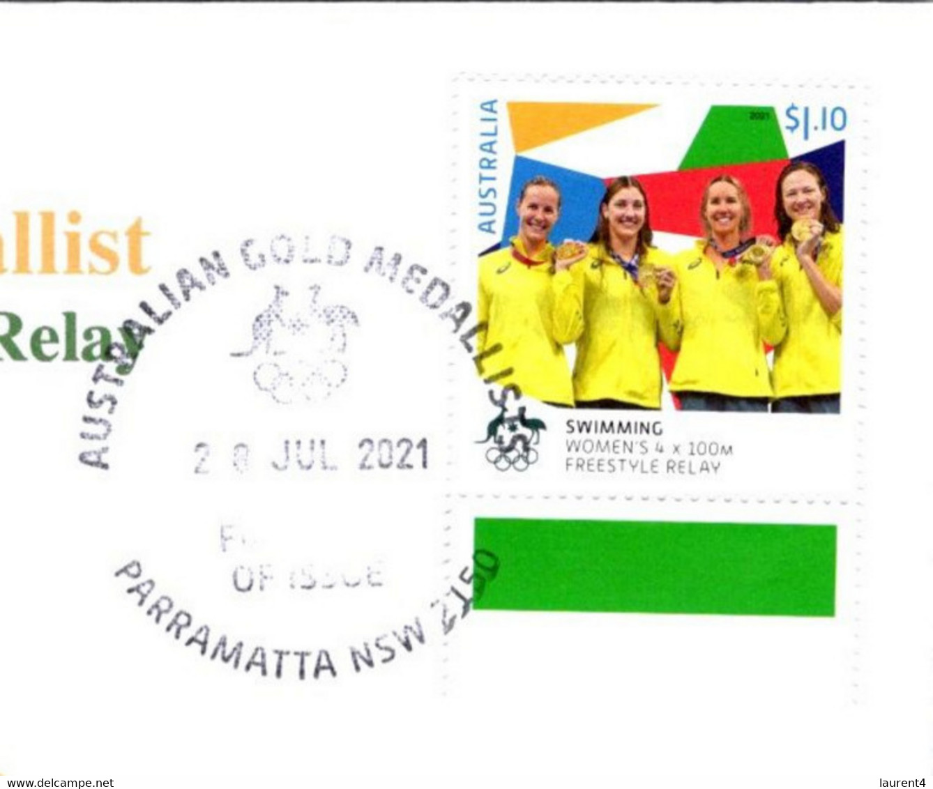 (2 A 15) 2020 Tokyo Summer Olympic - Australia Gold Medal FDI Cover Postmarked NSW Parramatta (swimming) With Wrong Date - Sommer 2020: Tokio
