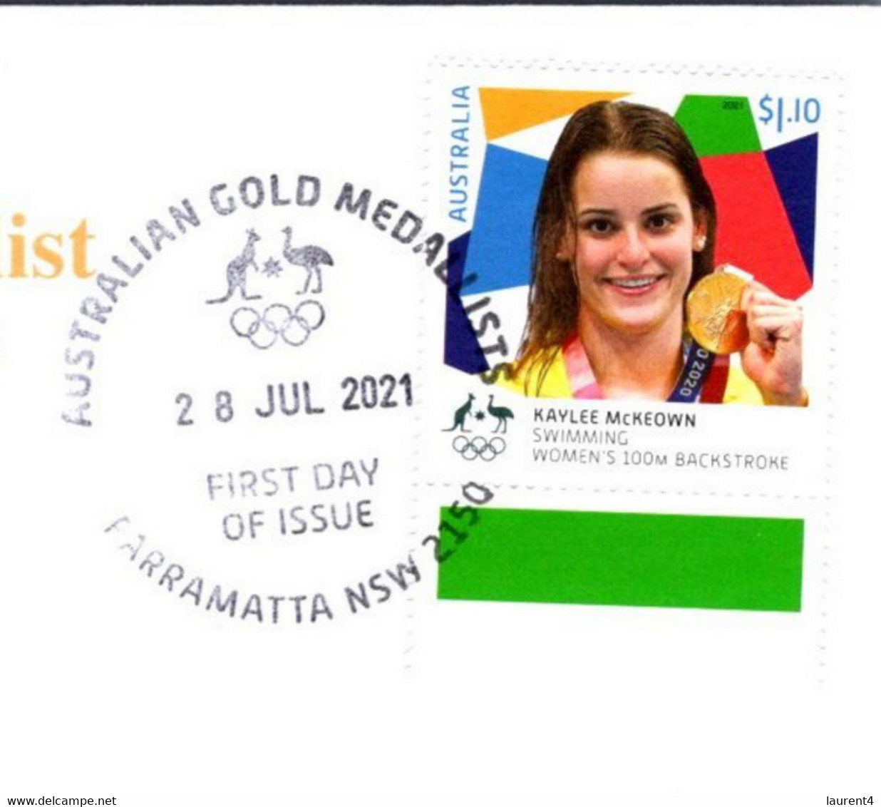 (2 A 15) 2020 Tokyo Summer Olympic - Australia Gold Medal FDI Cover Postmarked NSW Parramatta (swimming) With Wrong Date - Summer 2020: Tokyo