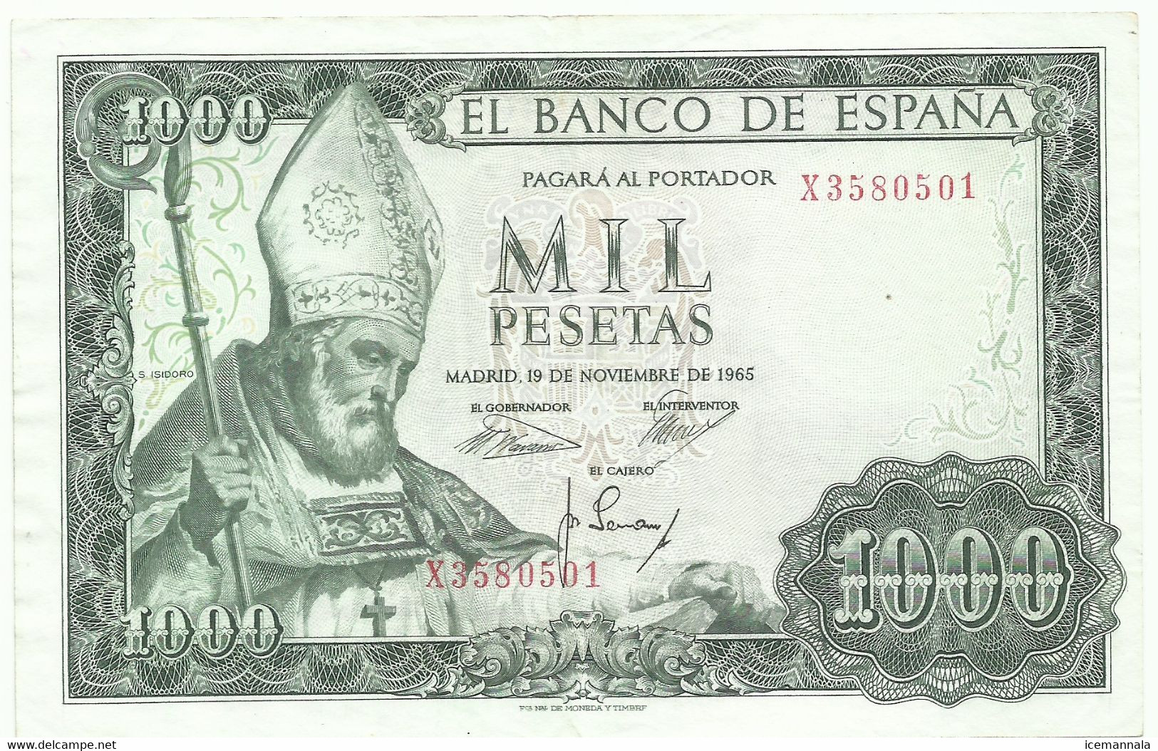 BILLETE 1000 PESETAS, EMISION   19/11/1965  (M B C ) - 1000 Peseten