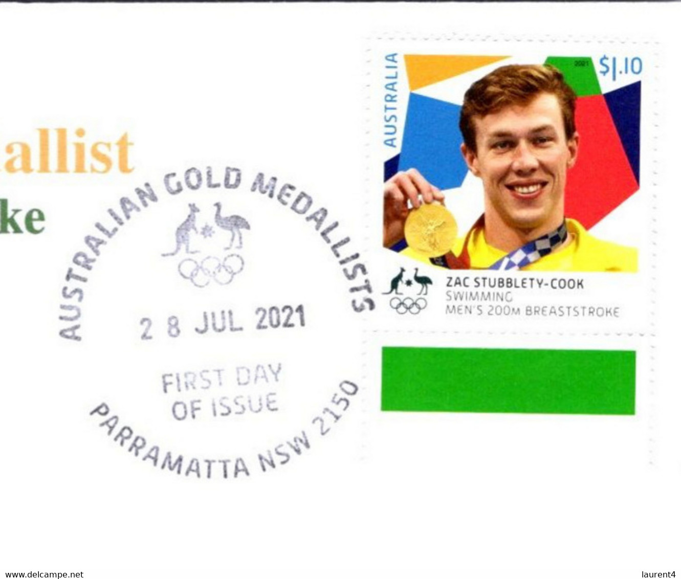 (2 A 15) 2020 Tokyo Summer Olympic - Australia Gold Medal FDI Cover Postmarked NSW Parramatta (swimming) With Wrong Date - Summer 2020: Tokyo