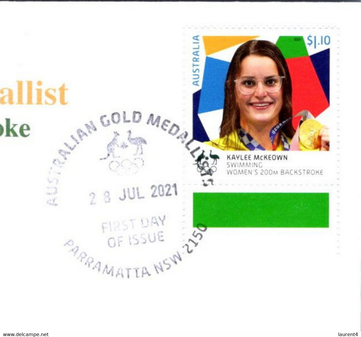 (2 A 15) 2020 Tokyo Summer Olympic - Australia Gold Medal FDI Cover Postmarked NSW Parramatta (swimming) With Wrong Date - Summer 2020: Tokyo