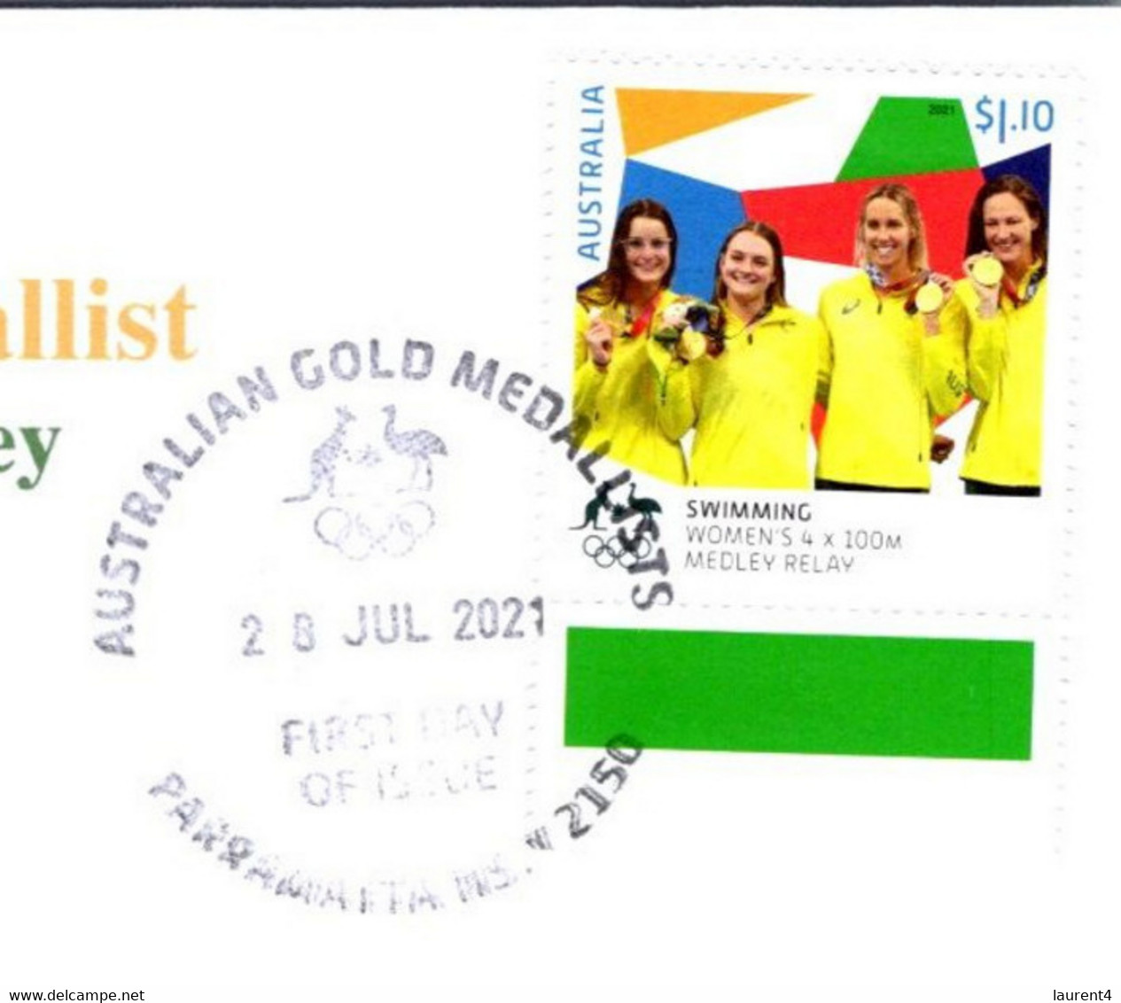 (2 A 15) 2020 Tokyo Summer Olympic - Australia Gold Medal FDI Cover Postmarked NSW Parramatta (swimming) With Wrong Date - Eté 2020 : Tokyo