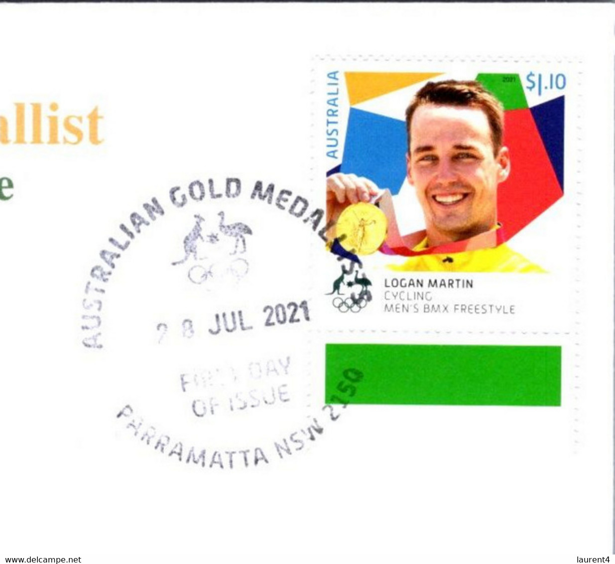 (2 A 15) 2020 Tokyo Summer Olympic - Australia Gold Medal FDI Cover Postmarked NSW Parramatta (cycling) With Wrong Date - Summer 2020: Tokyo