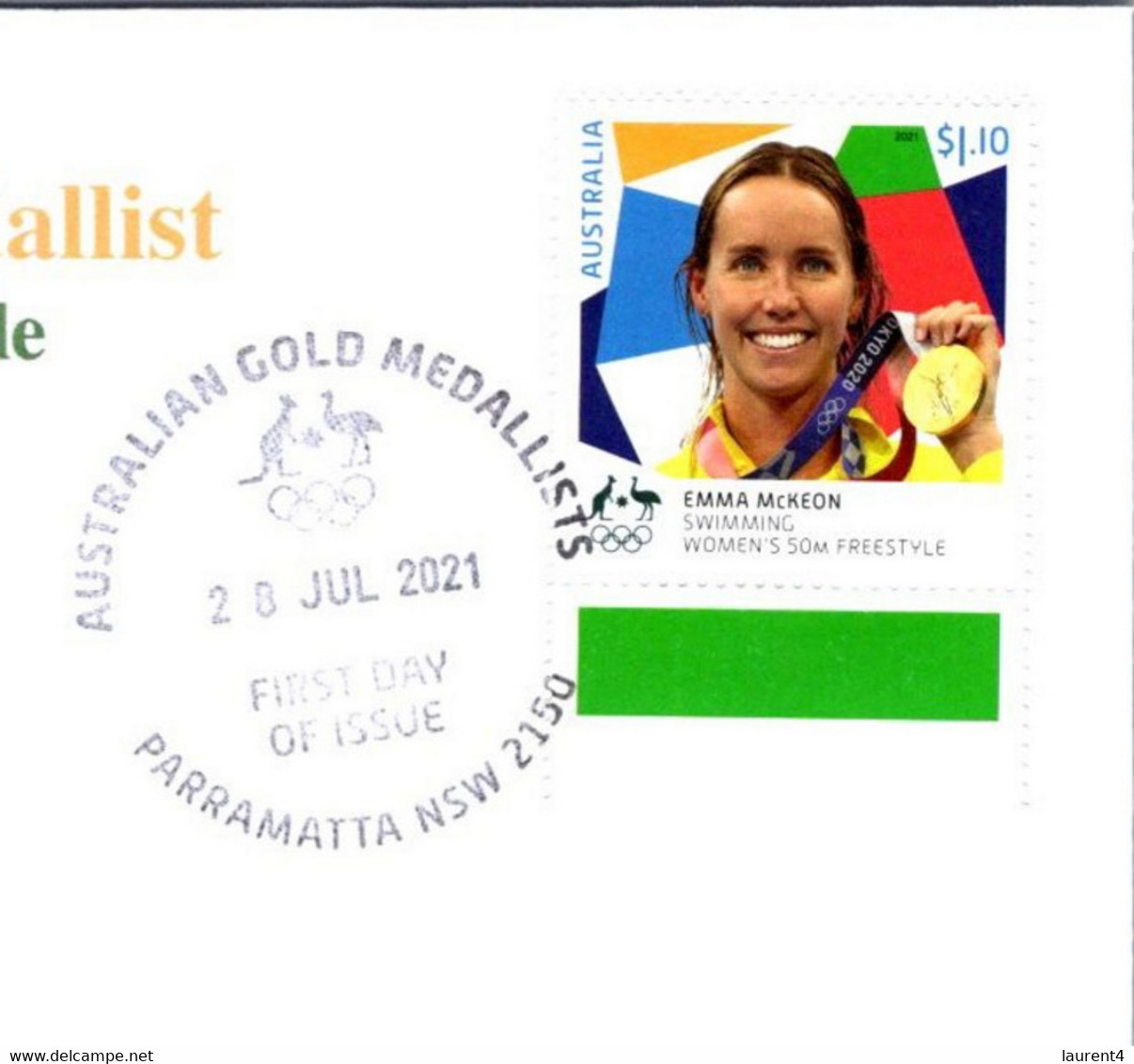 (2 A 15) 2020 Tokyo Summer Olympic - Australia Gold Medal FDI Cover Postmarked NSW Parramatta (swimming) With Wrong Date - Eté 2020 : Tokyo