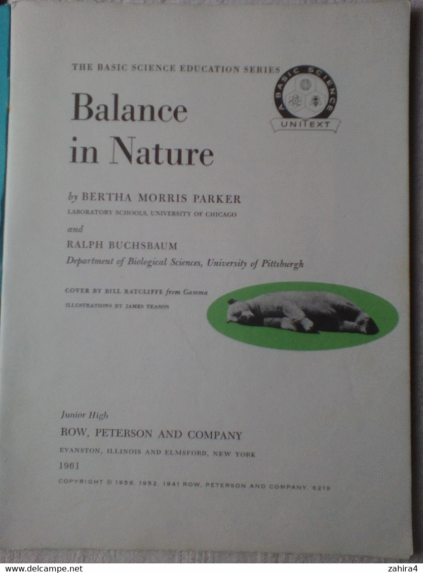 USA Balance In Nature Basic Science Education Series Bertha Morris Parker Ralf Buchsbaum Plus De 35 Illustration & Photo - Vida Salvaje