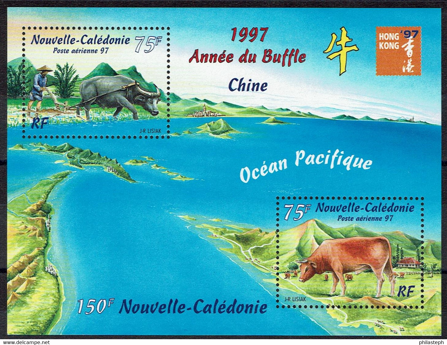Nouvelle Calédonie 1997 -BF 18 Neuf ** - Année Lunaire Chinoise Du Bufffle - Expo Hong Kong 97 - Blocchi & Foglietti