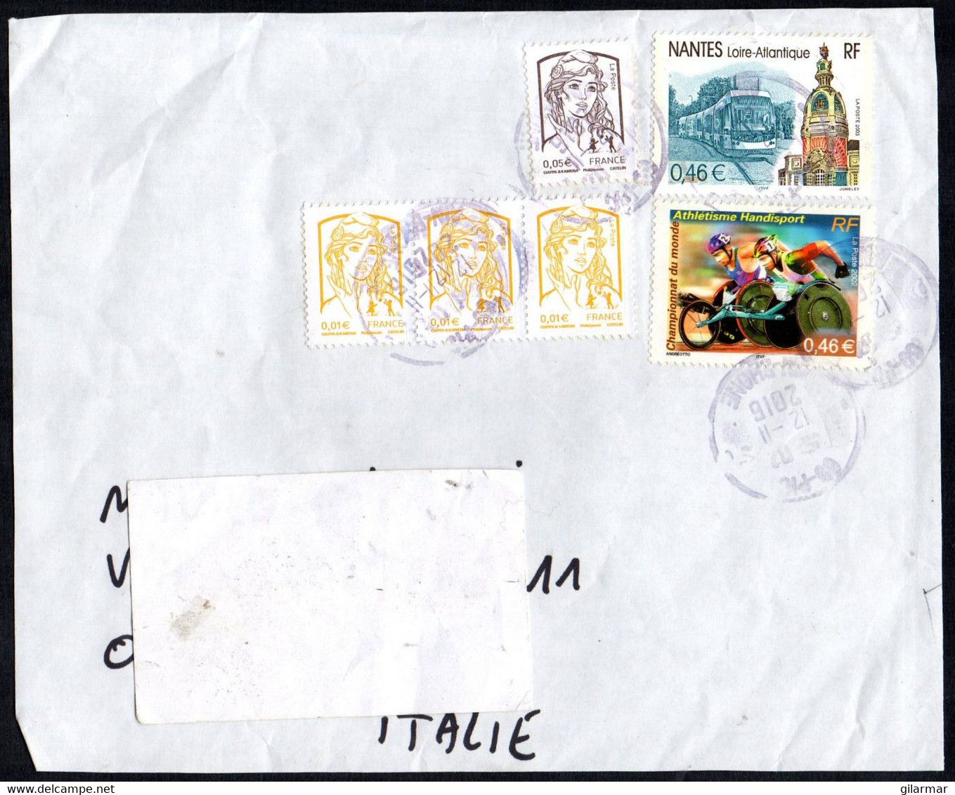 FRANCE 2016 - MAILED FRONT OF COVER - DISABLED ATHLETICS WORLD CHAMPIONSHIPS / NANTES - LOIRE ATLANTIQUE - Sport Voor Mindervaliden