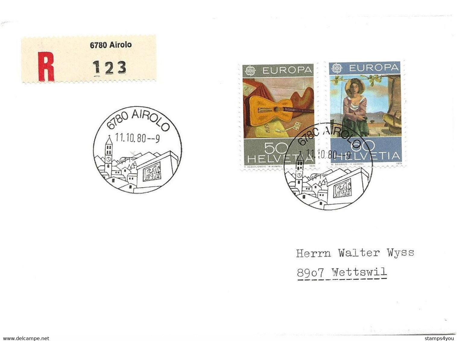 92 - 50 - Enveloppe Recommandée Avec Cachets Illustrés  Airolo 1980 - Postmark Collection