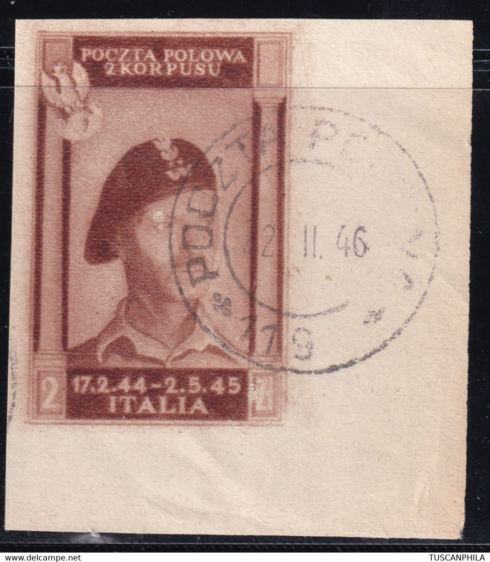 Corpo Polacco Vittorie Polacche 1946 2 Z. Bruno Rosso Sass. 8B MNH** Cv 300 - 1946-47 Período Del Corpo Polacco