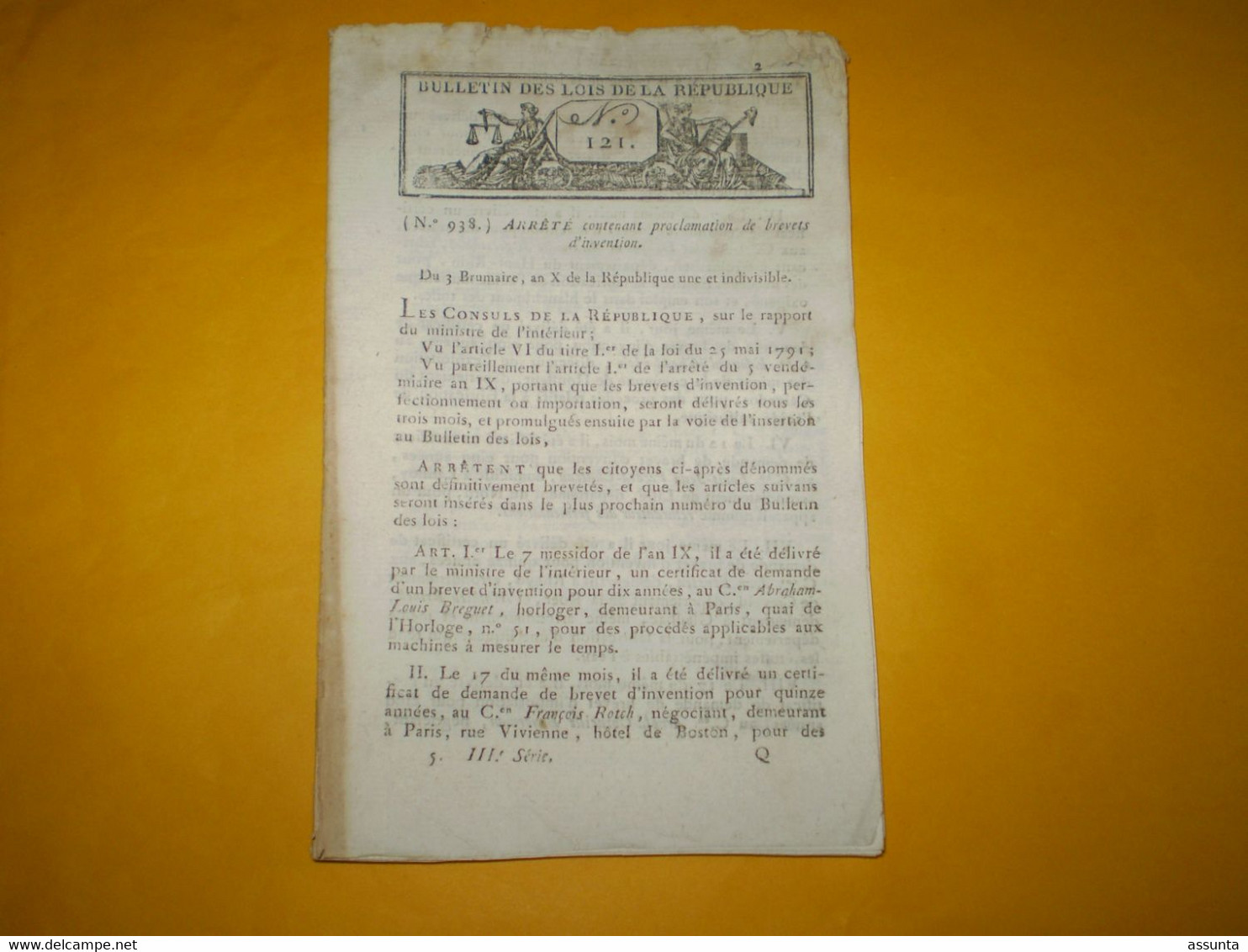 Bonaparte 1er Consul : Brevets. Paix France Portugal. Nomenclature Dépenses. Congés Militaires. Préfet Ardèche, Tarn.... - Décrets & Lois