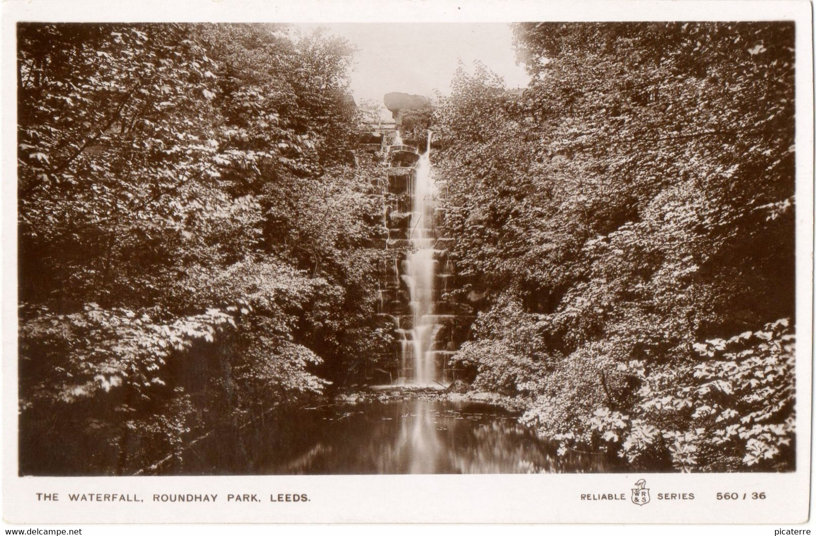 The Waterfall, Roundhay Park, Leeds, Real Photograph (WR & S Reliable Series 560/36) - Leeds