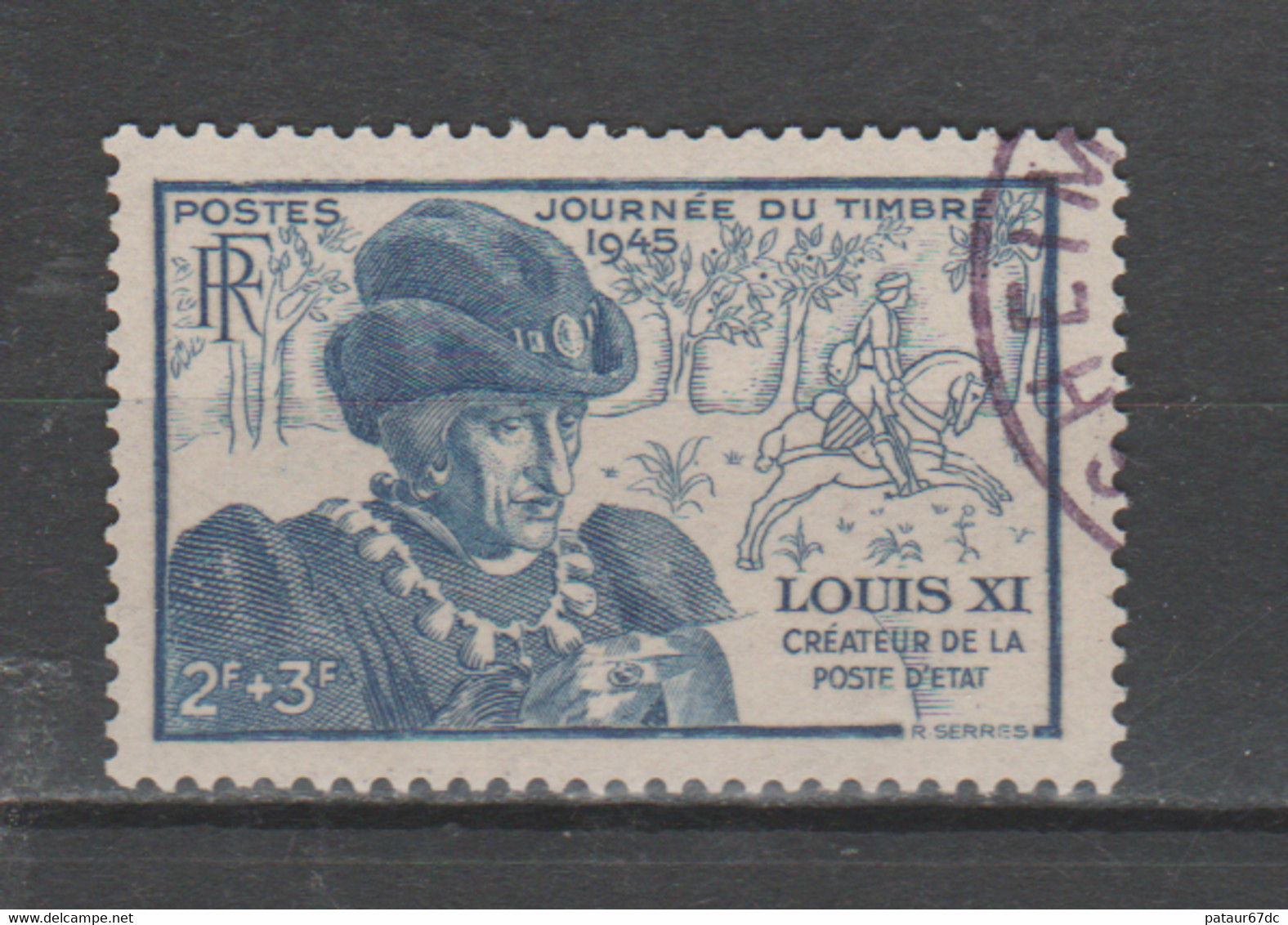 FRANCE / 1945 / Y&T N° 743 : Journée Du Timbre (Louis XI) - Choisi - Cachet Rond - Gebraucht