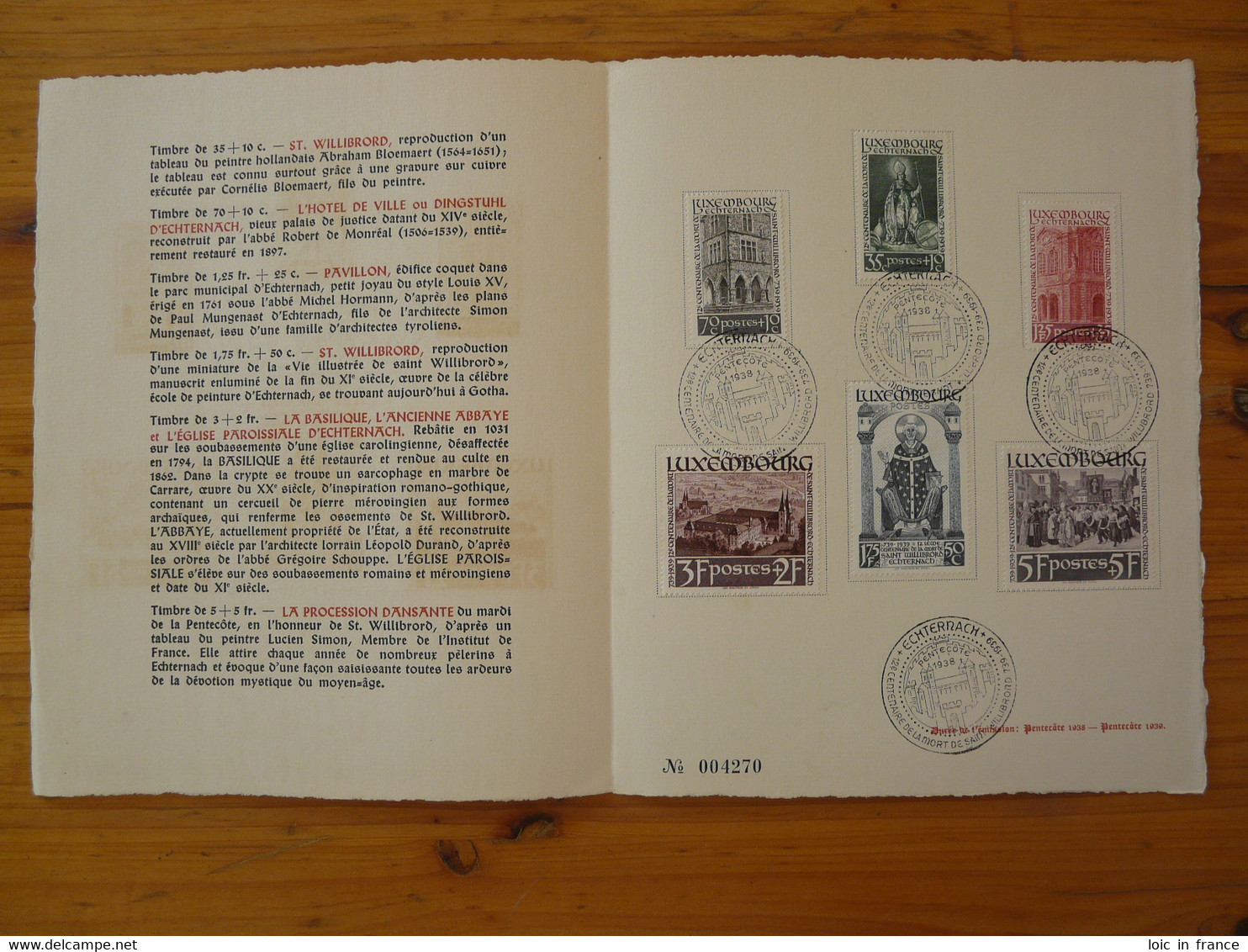 Encart Commémoratif Pentecote 1200 Ans Mort De St-Willibrord Medieval Luxembourg 1939 (ex 1) - Covers & Documents