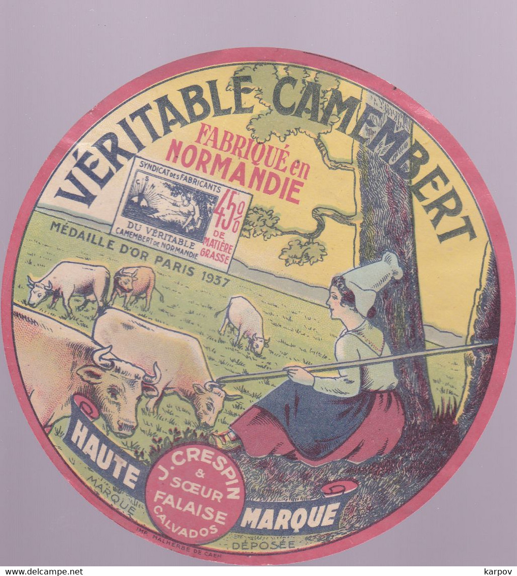 ÉTIQUETTE DE FROMAGE - VÉRITABLE CAMEMBERT  - FABRIQUÉ EN NORMANDIE - Cheese