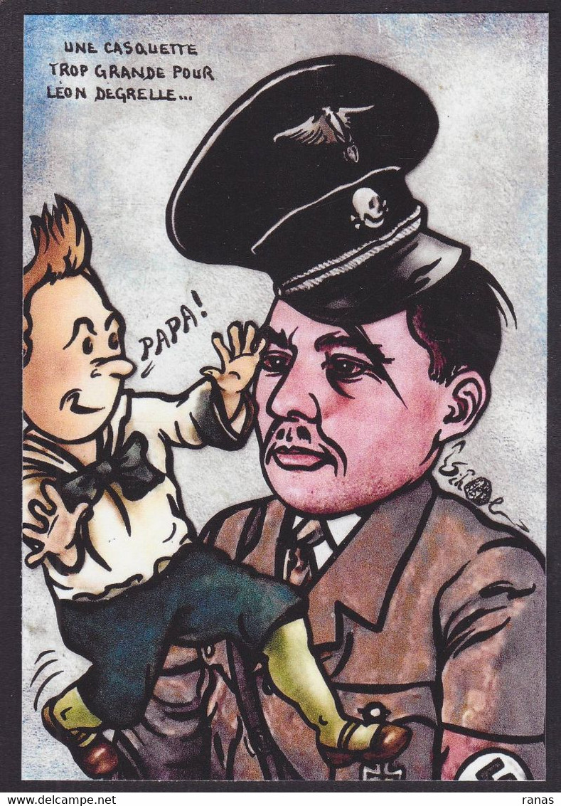 CPM Hergé Tintin Degrelle Par JIHEL Tirage Limité Signé En 30 Ex. Satirique Caricature - Bandes Dessinées