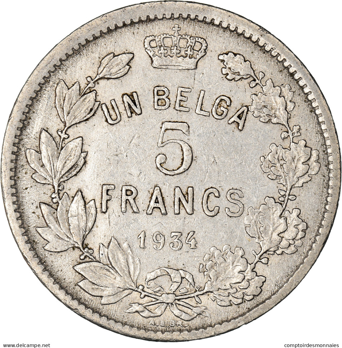 Monnaie, Belgique, 5 Francs, 5 Frank, 1934, TTB, Nickel, KM:97.1 - 5 Frank & 1 Belga