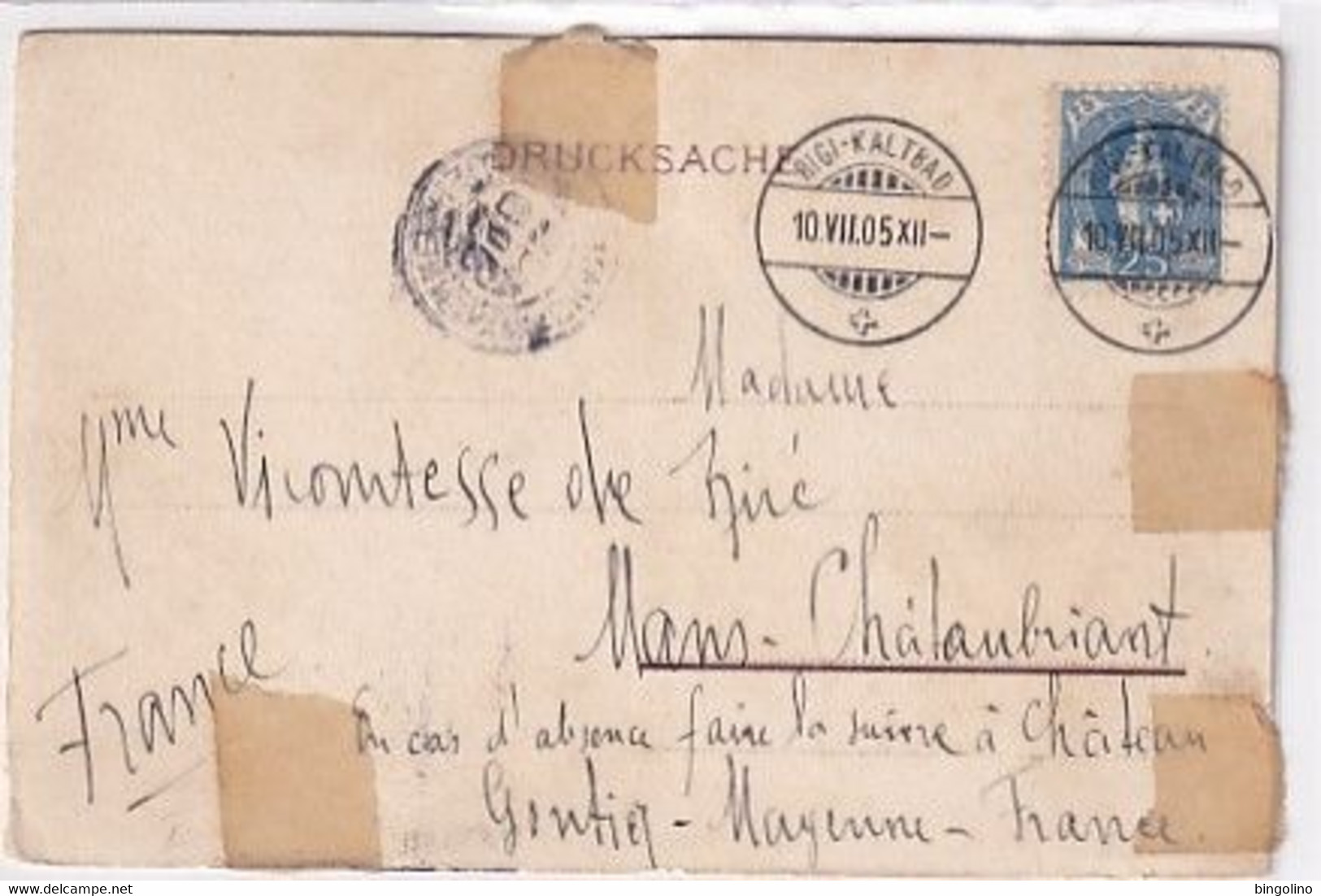 25 Rp Stehende Helvetia Auf Signierter Ansichtskarte Vom Rigi - 1905       (P-355-10605) - Lettres & Documents