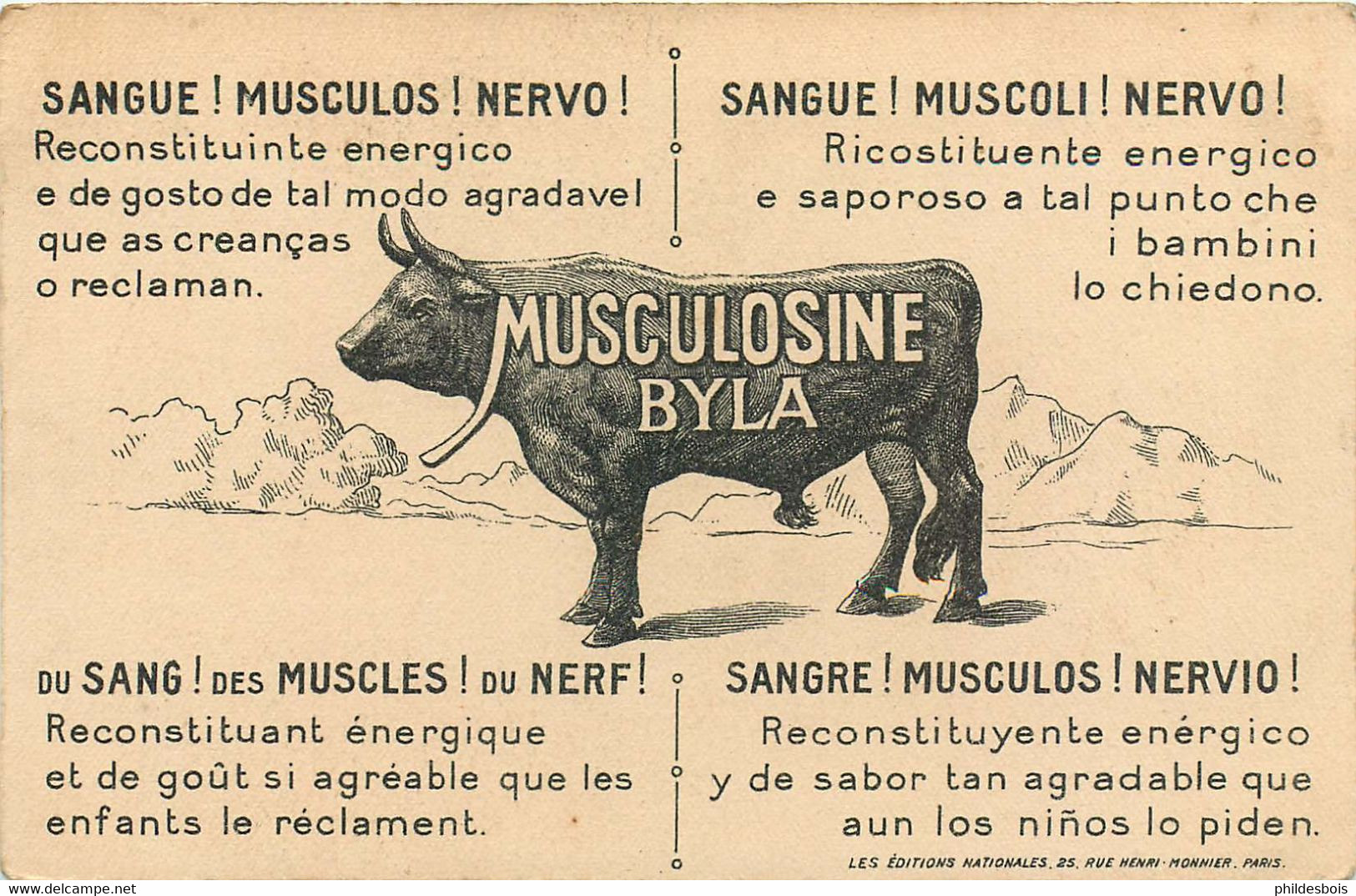 MUSCULOSINE Byla Illustrateur L.LESSIEUX  PALESTINE (carte Publicitaire) - Publicité
