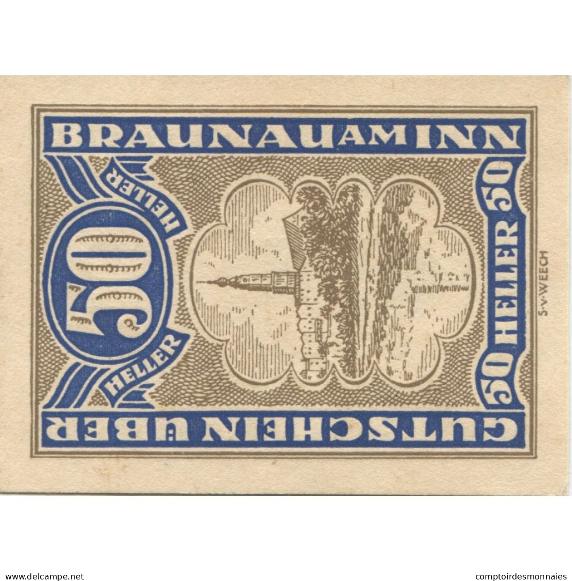 Billet, Autriche, Braunau, 50 Heller, Village, 1920-12-31, SPL, Mehl:FS 101 - Austria