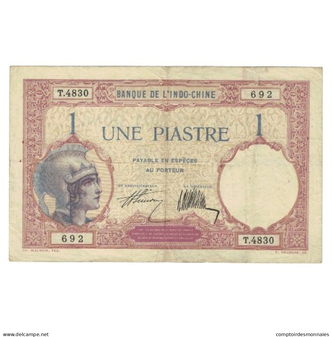 Billet, FRENCH INDO-CHINA, 1 Piastre, KM:48a, TTB - Indochine