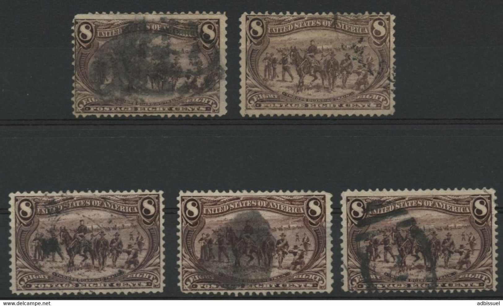 USA N° 289 / N° 133 (x5) Value 225 € 8c Troops. Used - Used Stamps