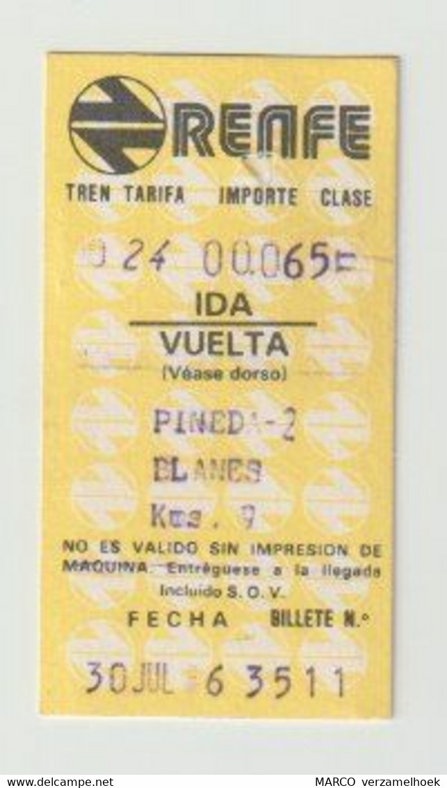 Carte D'entrée-toegangskaart-ticket: RENFA Pineda-blanes España (E) - Europa