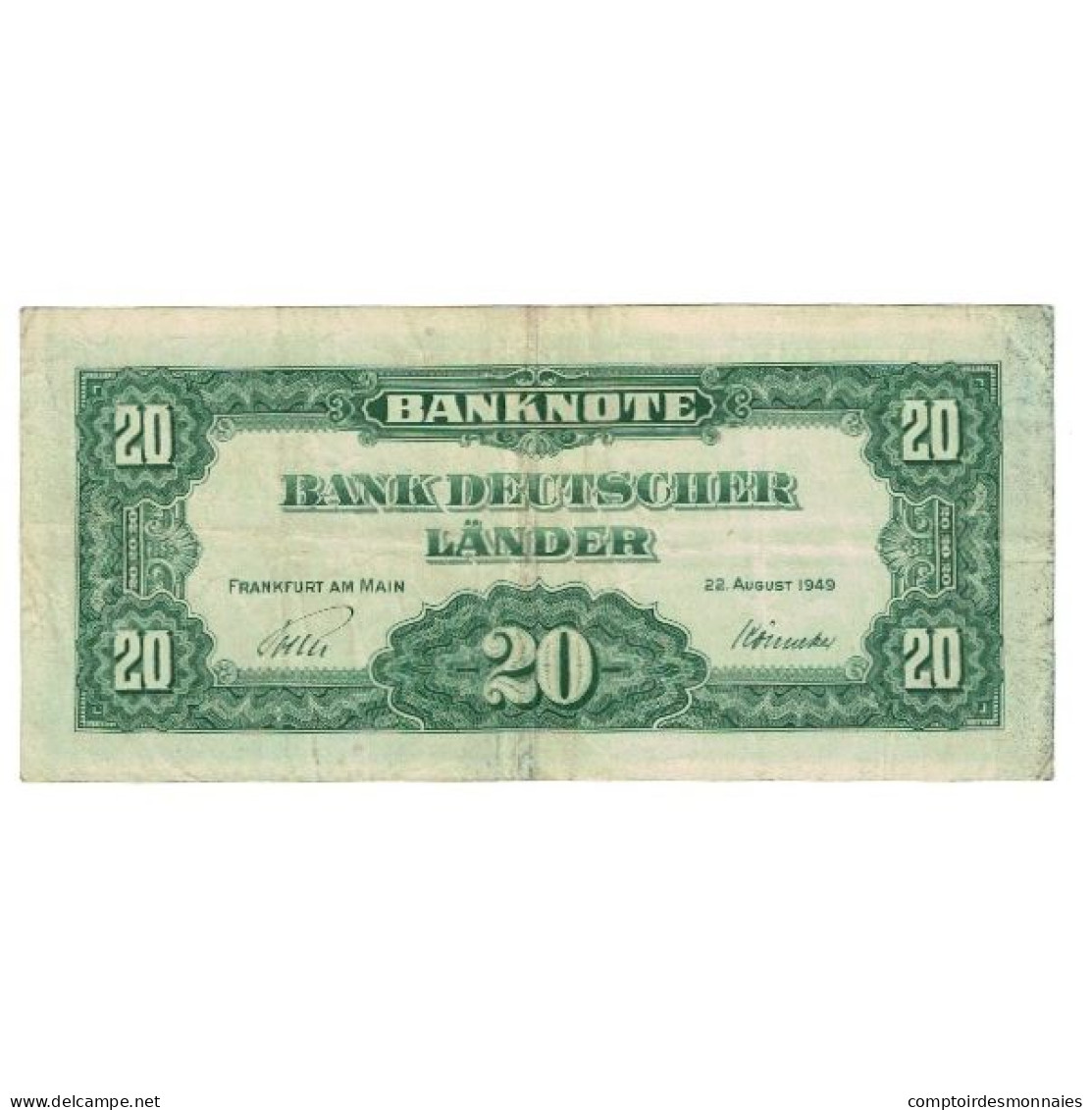 Billet, République Fédérale Allemande, 20 Deutsche Mark, 1949, 1949-08-22 - 20 Deutsche Mark