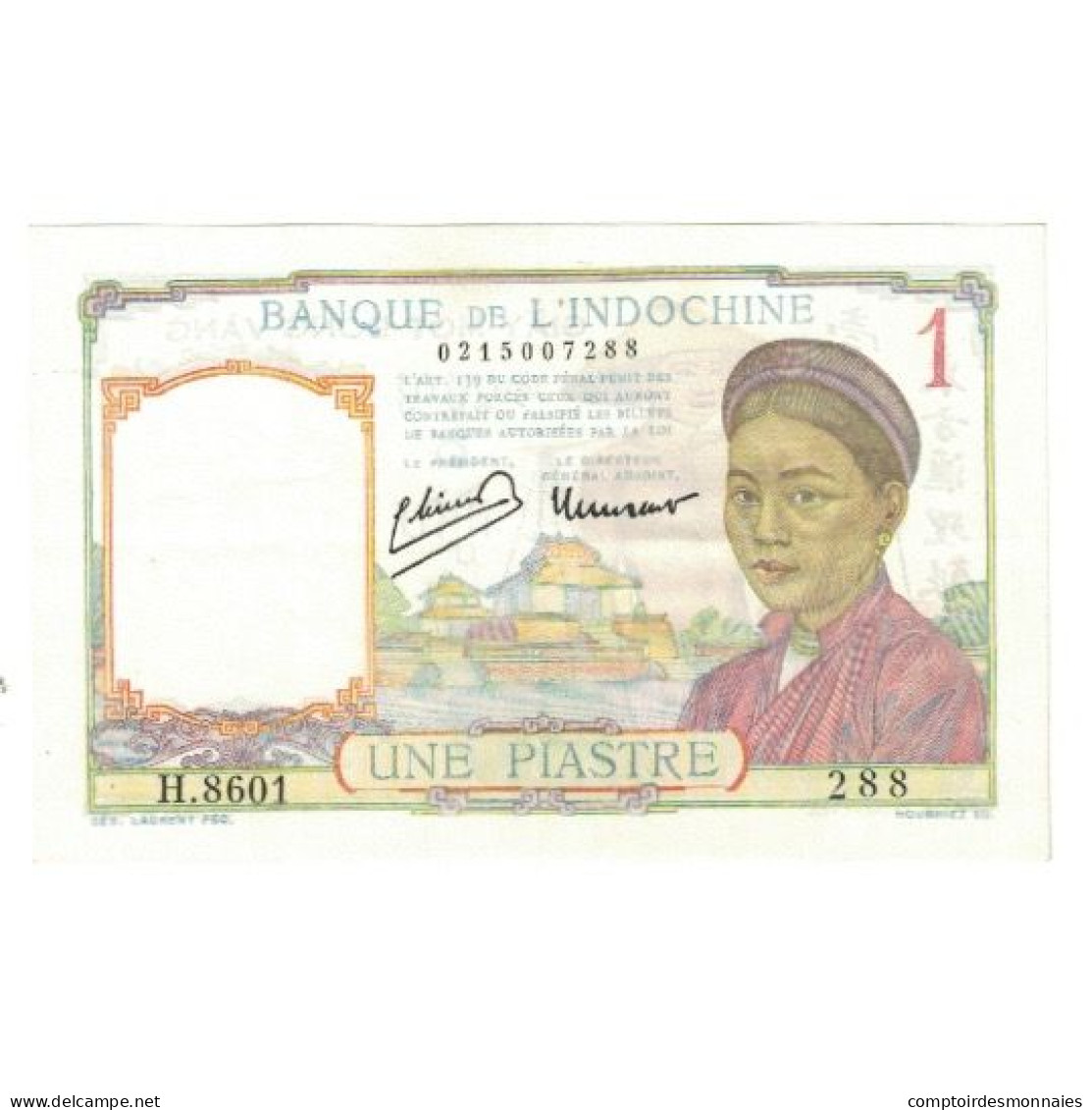 Billet, FRENCH INDO-CHINA, 1 Piastre, KM:52, SPL - Indochine