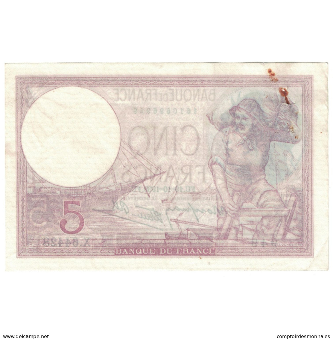 France, 5 Francs, 1939, 1939-10-19, TTB, Fayette:4.12, KM:83 - 5 F 1917-1940 ''Violet''