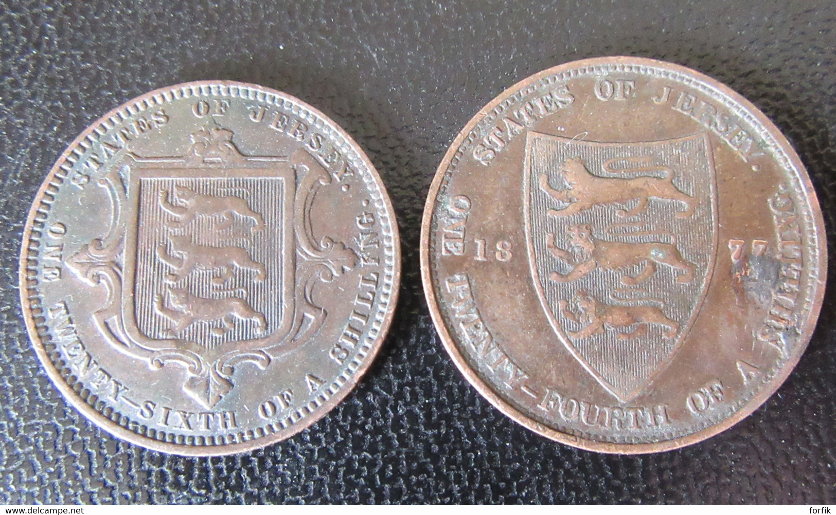 Jersey - 2 Monnaies : 1/26 Shilling Victoria 1870 Et 1/24 Shilling Victoria 1877 - Jersey