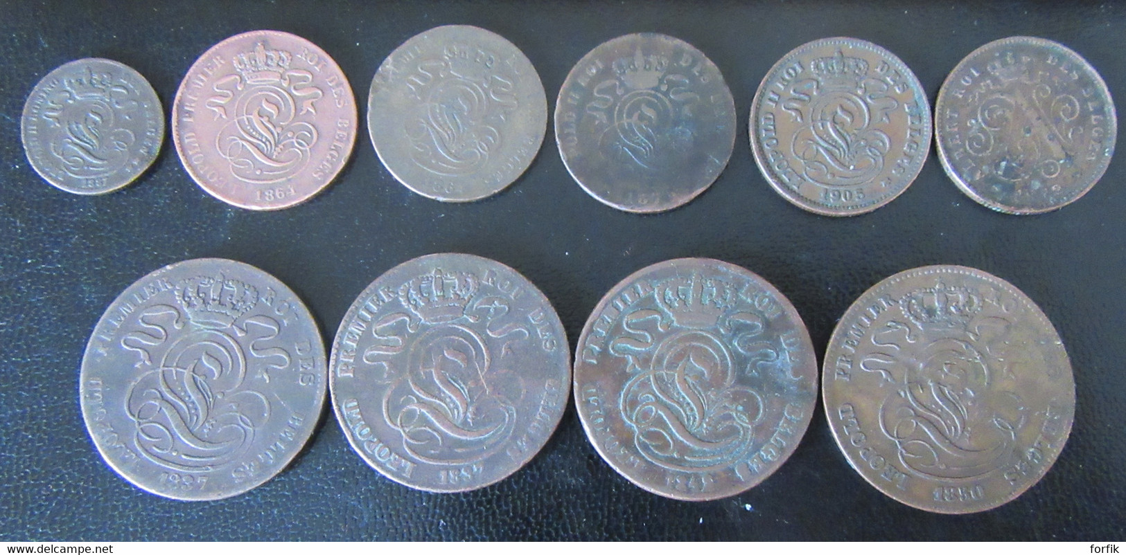 Belgique - 10 Monnaies 19e Siècle : 1, 2 Et 5 Centimes Entre 1837 Et 1912 - Sammlungen