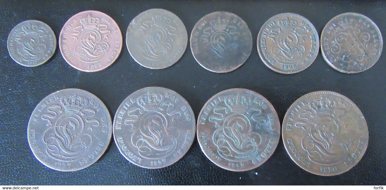 Belgique - 10 Monnaies 19e Siècle : 1, 2 Et 5 Centimes Entre 1837 Et 1912 - Verzamelingen