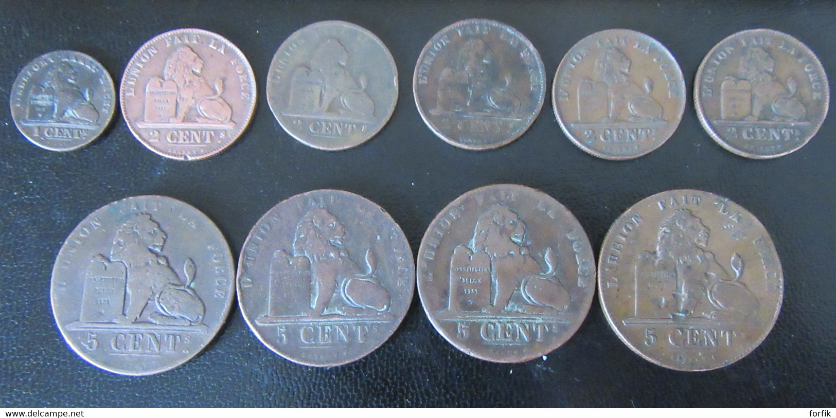 Belgique - 10 Monnaies 19e Siècle : 1, 2 Et 5 Centimes Entre 1837 Et 1912 - Sammlungen
