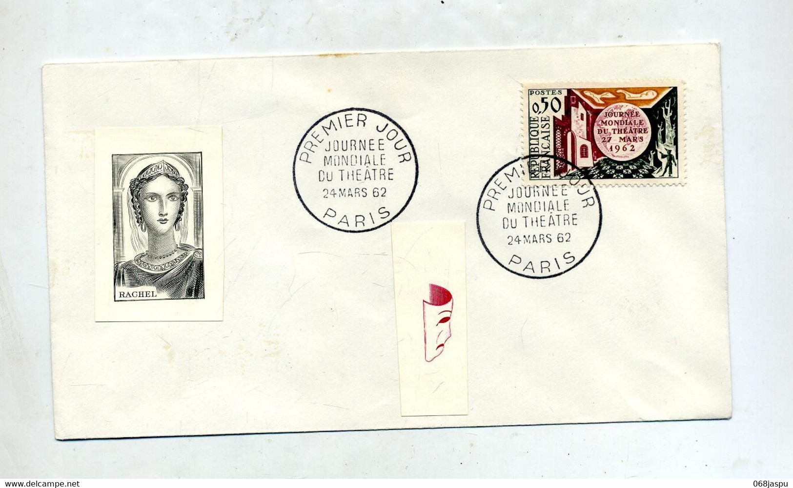 Lettre Fdc 1962 Paris Journee Theatre - 1960-1969