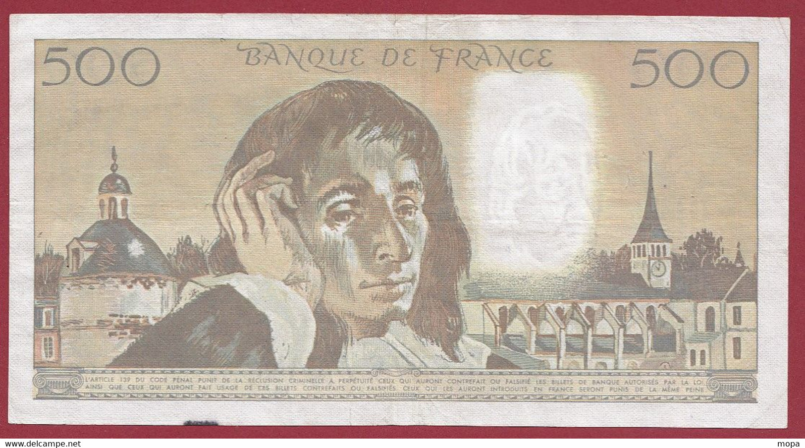 France 500 Francs "Pascal" Du 05/05/1988.A--ALPH.U.278 --  .dans L 'état (P.220) - 500 F 1968-1993 ''Pascal''