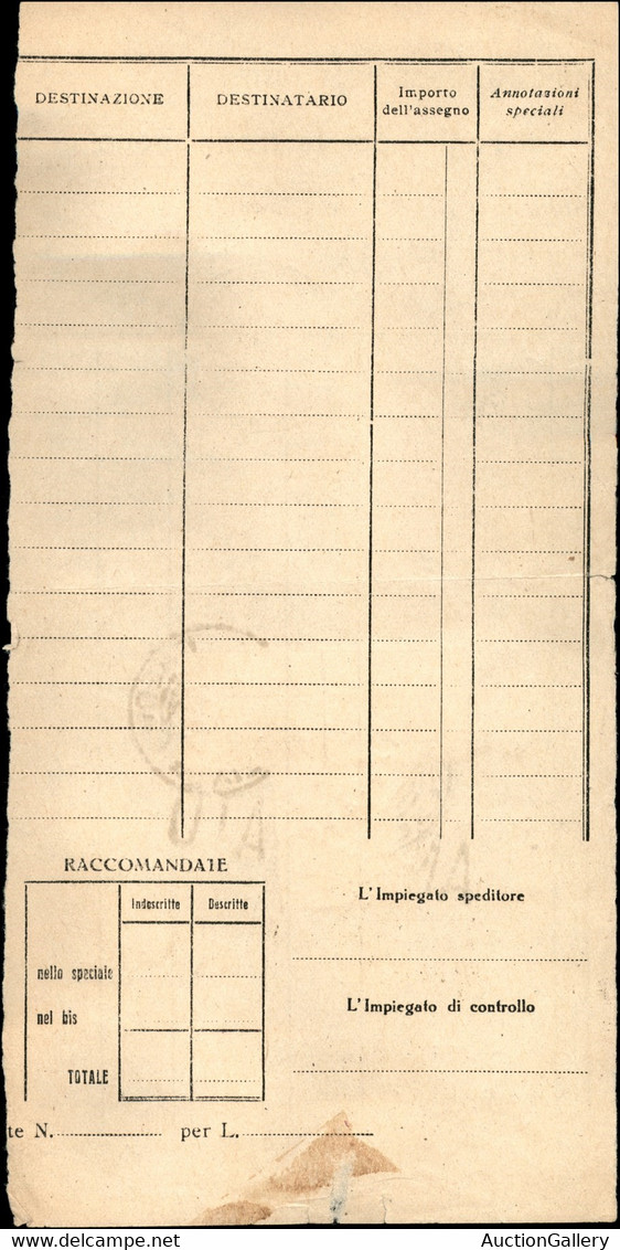 RSI - G.N.R. Brescia - Segnatasse - Coppia Del 25 Cent (50/I) + 1 Lira (42 - Regno) In Uso Misto Su Ricevuta Cumulativa  - Sonstige & Ohne Zuordnung