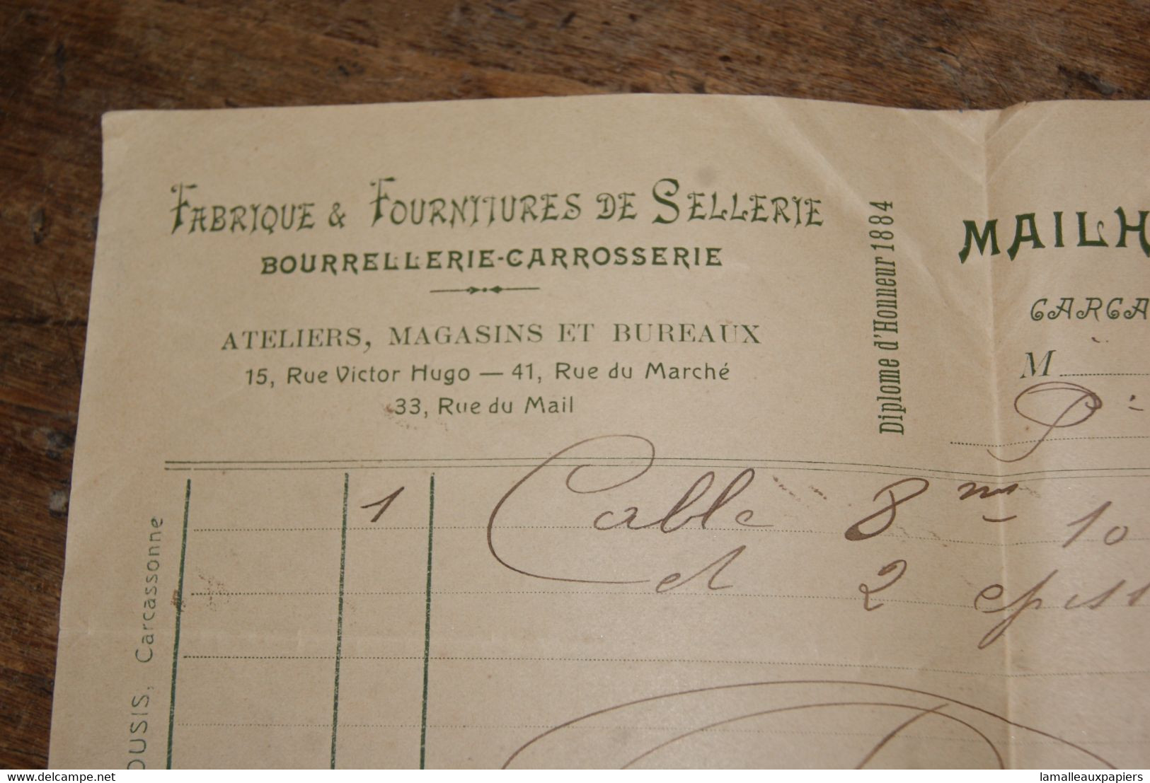 Facture Fabrique Et Fourniture De Selleries (Carcassonne 1915) - Agriculture