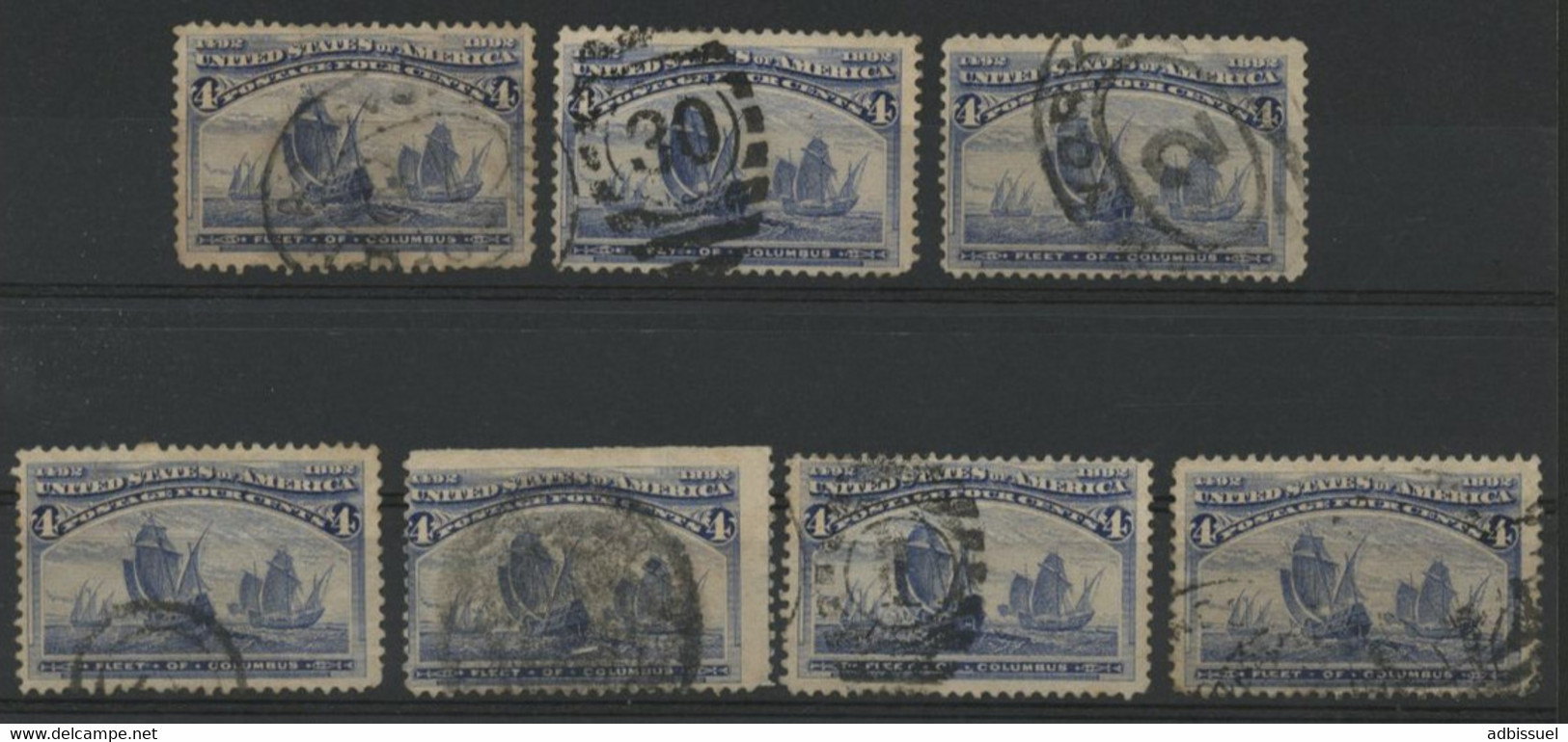 USA N° 233 / N° 84 (x7) Value 52.5 € 4c Columbus. Used - Oblitérés