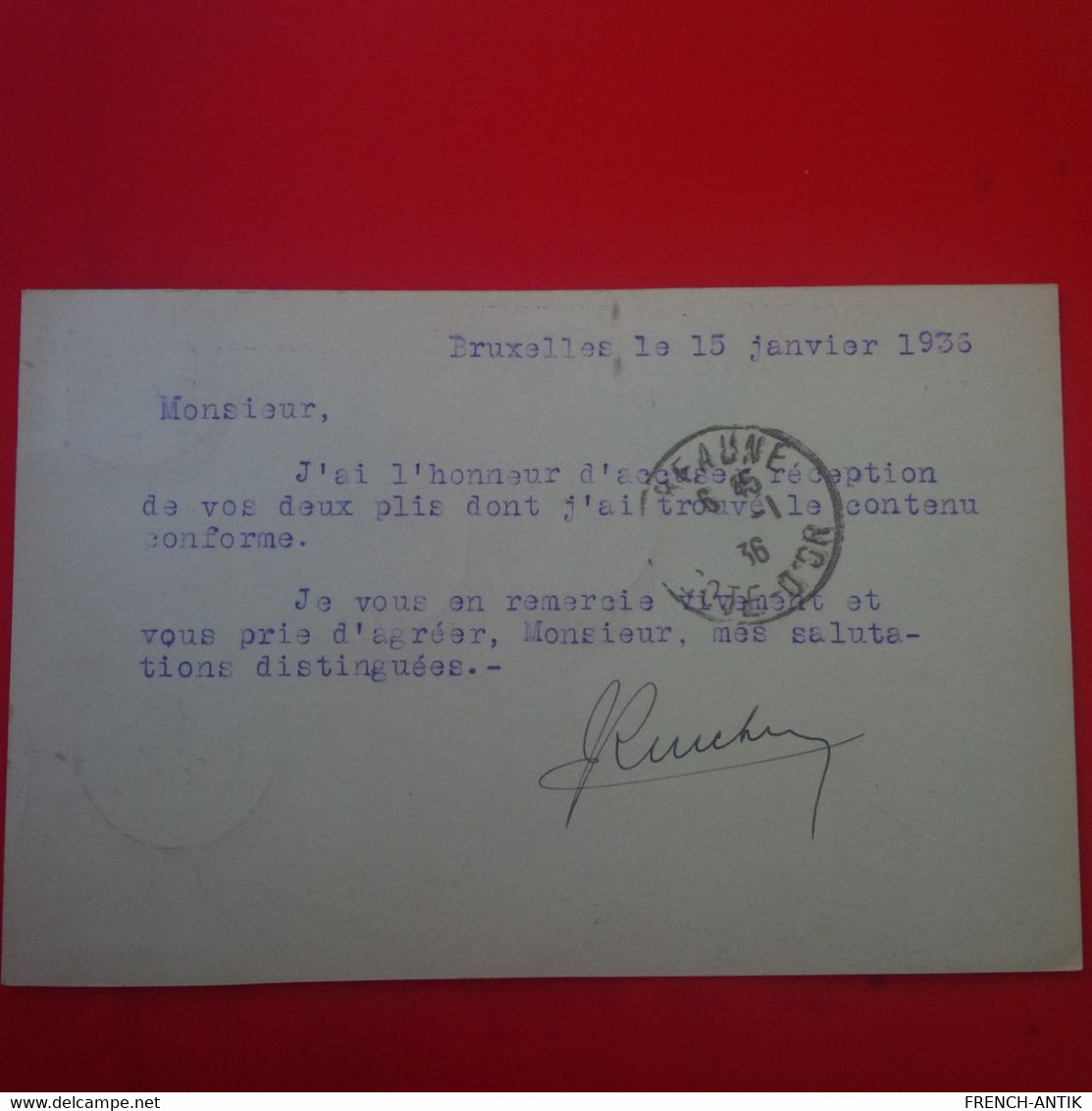 LETTRE BRUXELLES POUR EBAUNE 1936 - Brieven En Documenten