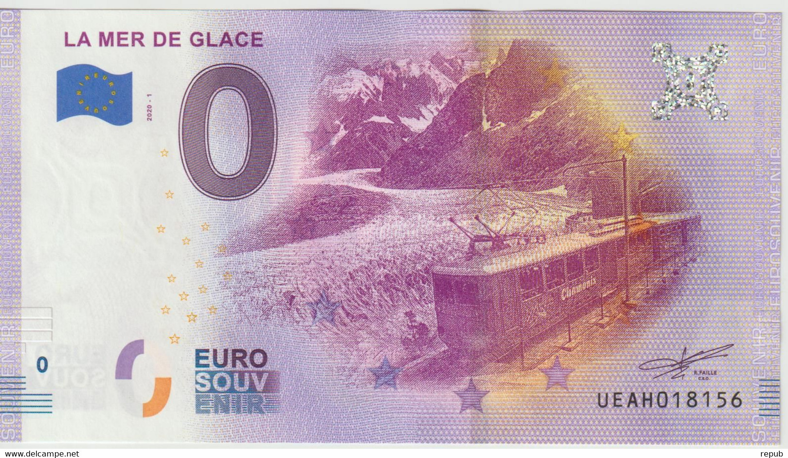 Billet Touristique 0 Euro Souvenir France 74 Mer De Glace 2020-1 N°UEAH018156 - Essais Privés / Non-officiels
