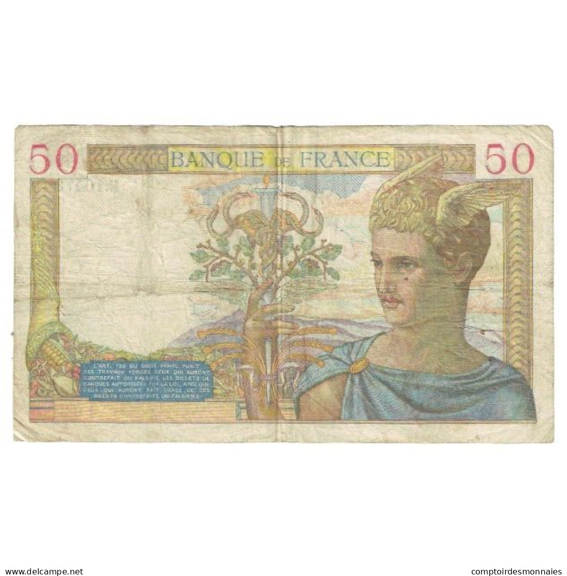 France, 50 Francs, Cérès, 1939, P. Rousseau And R. Favre-Gilly, 1939-06-22 - 50 F 1934-1940 ''Cérès''