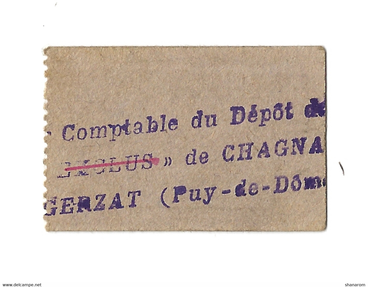 1914- 1918 // P.O.W. // Bon De Prisonnier De Guerre // CHAGNAT GERZAT (Puy-de-Dôme) // 5 Centimes - Bonds & Basic Needs